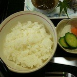 Kappouryokantamagawaen - ステーキ御膳のライス（羽村産ブレンド米）