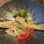 かね吉 一燈庵 - 真鯛のカルパッチョ。茄子、トマトなどの夏野菜が彩を添える逸品。