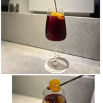 JOEAT CAFE - ◯みかんと苺のサングリア【赤】¥600…ほんのり苺味で少し甘く、飲みやすくて美味しいサングリア♪ 缶詰めみかんの果実入りが嬉しい♡(o^^o)