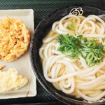 はなまるうどん - かけうどん大＆4種の野菜かき揚げ＆とり天