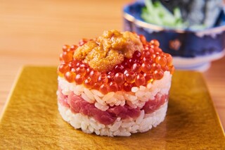 Sushi Kaki Kitasenju Sushi Ebisu - 極みユッケと雲丹いくらミルフィーユ
