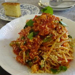 ジューダバレリーノ - 鶏ﾐﾝﾁと紫蘇のﾄﾏﾄｿｰｽ・ｽﾊﾟｹﾞﾃｨｰﾆ