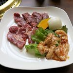 焼肉 かざん - チョイスした肉（サガリ・生ラム・豚ホルモン）