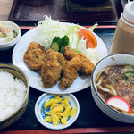 中根うどん - カキフライ定食1450円