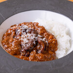 Beef tendon hayashi rice with freshly shaved cheese