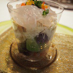 京 静華 - 冷菜　ヒラメと彩り野菜のサラダ　パフェ風
       