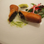 京 静華 - 揚げ物　ほたるいかと菜の花の春巻き