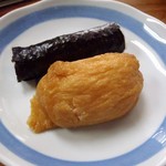 おにぎりのまるしま - お稲荷さんと海苔巻；酢の立った飯と甘辛の稲荷/干瓢の塩梅が懐しくも美味しい @2013/05/21