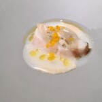 sio - 鰆白菜あんかけフレンチと鍋の融合。とろりとした餡がしっとり口溶ける鰆に絡む、柚子の風味香り牡蠣の味わい苦みとてもいいバランス☆