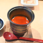 鮨し人 - 富山の湧き水と卵だけで作った茶碗蒸し、梅がけ