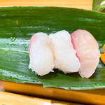 魚がし寿司 - すずき、ひらめ、縞鯵
