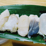 魚がし寿司 - ミル貝、つぶ貝、帆立、北寄貝、平貝