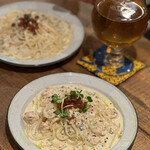 OSOUZAI MITSUAMI - サーモンと海老ディルのクリームスパゲティ 1,600円。