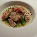 ア・ヴォートル・サンテ - 【2013年５月ディナー】魚料理：鱈とアサリ　アオサのスープ仕立て
