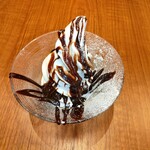 Chocolate sauce soft serve