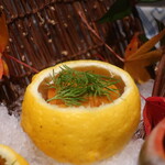 日本料理 幸庵 - 雲丹といくらの柚子釜