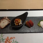 鮨 青海 - 前菜4種。