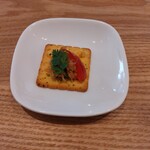 とんかつ成蔵 - 先付。豚リエットのカナッペ