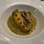 レストラン ラフィナージュ - 蝦夷鮑のポワレと肝のソース（リゾット仕立て）