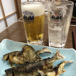 民宿ほら - 鮎が進めば、ビールも進む