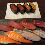 寿司居酒屋 まるがまる - イクラ　ウニ　赤身　中トロ　エビ　ハマチ