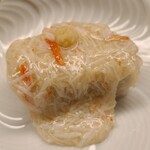 道人 - ⑩餅粉揚げ海老芋(大阪府富田林産)、柴山蟹餡掛け
      煮てから米粉を付けて揚げた海老芋は外はカリッと中は滑らかな口溶け、柴山蟹餡で旨みをたっぷり追加します