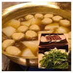 道人 - ⑫鴨(新潟県産)、鴨つくね(鴨肉&山芋&白味噌)、九条葱(京都府産)、淀大根(京都府産)の鴨鍋
      道人さんの鍋はいつも絶妙、写真だと何処にでもありそうだけど、ここにしか無い
      写真も文章も意味が無い味わい