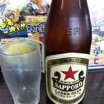 中華麺房 東龍 - 先ずは「サッポロビール中瓶」からスタート❗