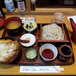 あさひ本店 - ミニカツ丼ともりそば。