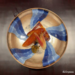 日本料理 とくを - 真魚鰹の味噌幽庵焼と一年熟成の唐墨と大根と酢取り茗荷