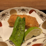 割烹 隆 - お昼のコース９６８０円。平目のフライ。お刺身でいただける肉厚平目を贅沢にフライにしたものです。熱で活性化された旨味がたまりません（╹◡╹）（╹◡╹）