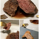 JOEAT CAFE - 低温調理でじっくりと火入れしたハンバーグは、ナイフを入れると肉汁がじゅわ〜ッ！軽く塩胡椒で味付けしてあり、肉汁がソースになります。肉肉しいのに柔らかくてジューシー♡パンに肉汁を浸していただきました♪