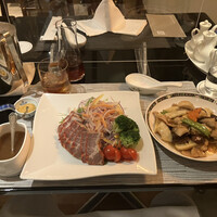 中国料理 芙蓉城 - チャーシューサラダ、五目肉野菜炒め、甕出し紹興酒