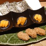 船橋 寿司 天 - 雲丹３種食べ比べ