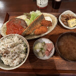 Kaguya - 【ランチ】ハンバーグ+イワシフライ,カキフライ定食①