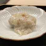 道人 - ⑩餅粉揚げ海老芋(大阪府富田林産)、ずわい蟹餡掛け