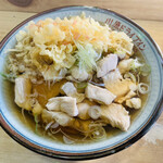 ドライブイン川原 - かけそばに　かしわとたぬきトッピング