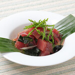 Tuna and sea asparagus poke