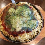 Okonomi No Koo - 肉玉そば麺W、いか天、もち、チーズトッピング