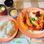 レストラン比来野 - エビフライ+ヒレカツ定食