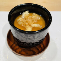 鮨 福原 - 白子が入ってコックリした茶碗蒸しの上には天かすというアクセント！が面白い！