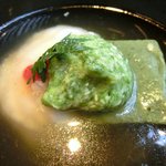 宇豆基野ブランチ 2600円 の鮎魚女(アイナメ)とよもぎ豆腐の清汁仕立て