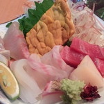 勝しん - 刺身もり　シブダイ　ホンマグロ　赤雲丹　たいらぎ　みずいか