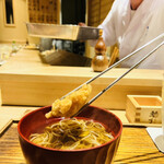 日本橋 蕎ノ字 - ◎そばに桜えびかき揚げを入れてくれる！