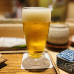 日本橋 蕎ノ字 - ◎生ビールで喉を潤す。