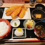 京ばし松輪 - アジフライ定食+柚子胡椒