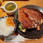 洋食の店 もなみ - Wハンバーグ &海老フライランチ 1706円