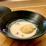 鮨おばな - 白子摺流しにシャリ玉を