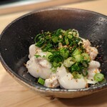 天史朗鮨 - 真鯛の白子（ネギ塩とかんずり）