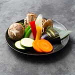 Assorted mushrooms and grilled vegetables